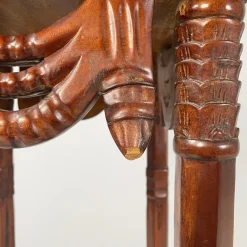 Pamono Italian Liberty Style Square Wooden High Column with Brass Details, 1940s><noscript><img width=
