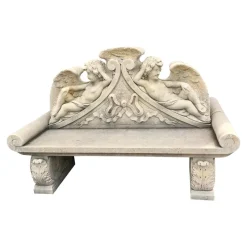New Pamono Italian Lime Stone Bench, 1990s