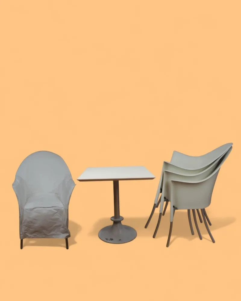 Clearance Pamono Italian Lord Yo Chairs and Lord Yi Square Table by Philippe Starck for Driade, 1990s, Set of 5