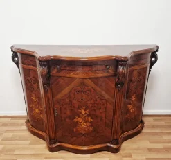 Pamono Italian Louis XV Style Sideboard in Walnut with Inlays, 1970s> Sideboards & Buffets