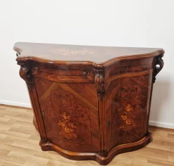 Pamono Italian Louis XV Style Sideboard in Walnut with Inlays, 1970s><noscript><img width=