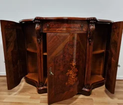 Pamono Italian Louis XV Style Sideboard in Walnut with Inlays, 1970s><noscript><img width=