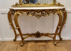 New Pamono Italian Marble Top Console Table and Mirror Set, 1890s, Set of 2