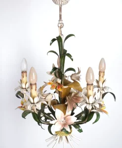 Sale Pamono Italian Metal Flower Chandelier, 1960s