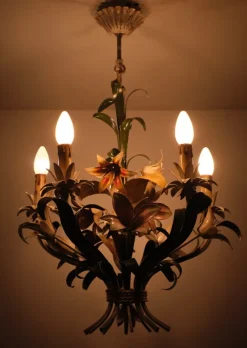 Sale Pamono Italian Metal Flower Chandelier, 1960s