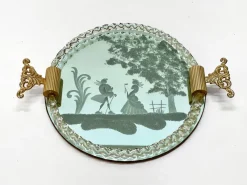 Hot Pamono Italian Mirror-Engraved Murano Glass Serving Tray from Ercole Barovier, 1940s