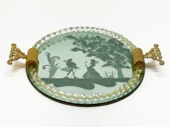 Hot Pamono Italian Mirror-Engraved Murano Glass Serving Tray from Ercole Barovier, 1940s