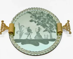 Hot Pamono Italian Mirror-Engraved Murano Glass Serving Tray from Ercole Barovier, 1940s