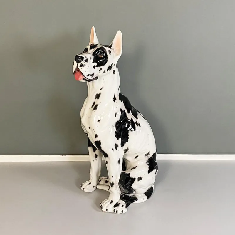 Best Pamono Italian Modern Black & White Ceramic Sculpture of Harlequin Great Dane Dog, 1980s