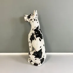 Best Pamono Italian Modern Black & White Ceramic Sculpture of Harlequin Great Dane Dog, 1980s