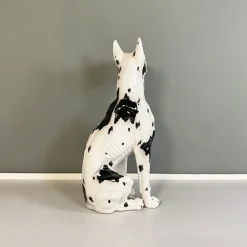 Best Pamono Italian Modern Black & White Ceramic Sculpture of Harlequin Great Dane Dog, 1980s