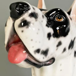 Best Pamono Italian Modern Black & White Ceramic Sculpture of Harlequin Great Dane Dog, 1980s