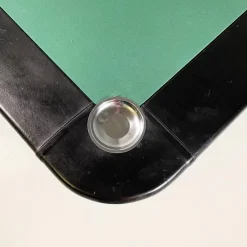 Pamono Italian Modern Game Table in Green Fabric and Black Leather with Chromed Steel Legs, 1970s><noscript><img width=