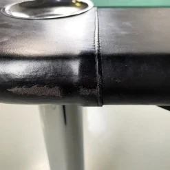 Pamono Italian Modern Game Table in Green Fabric and Black Leather with Chromed Steel Legs, 1970s><noscript><img width=