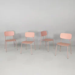 Pamono Italian Modern Light Pink Metal and Plastic Chairs from Tomasucci, 2000s, Set of 4> Side Chairs & Dining Chairs