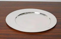 Pamono Italian Modern Silver Plated Serving Plate by Gio Ponti, 1980s><noscript><img width=