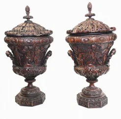 Pamono Italian Monumental Carved Urns, Set of 2> Garden Accessories