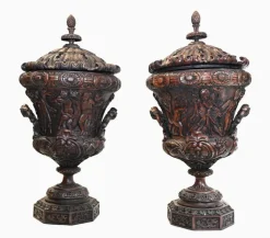 Pamono Italian Monumental Carved Urns, Set of 2><noscript><img width=