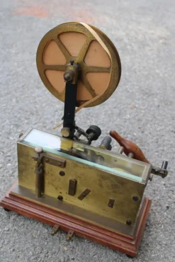 Pamono Italian Morse Telegraph in Brass, 1880s><noscript><img width=