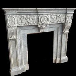 Pamono Italian Neoclassical Imperial Fireplace in White Marble, 1780> Fireplaces And Mantels