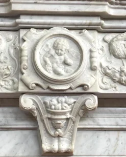 Pamono Italian Neoclassical Imperial Fireplace in White Marble, 1780><noscript><img width=