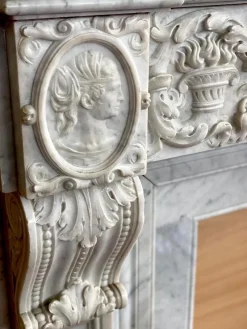 Pamono Italian Neoclassical Imperial Fireplace in White Marble, 1780><noscript><img width=