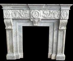 Pamono Italian Neoclassical Imperial Fireplace in White Marble, 1780><noscript><img width=