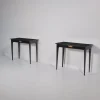 Sale Pamono Italian Nightstands in Black Shellac Lacquer with Brass Pulls, 1950s, Set of 2