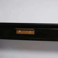 Sale Pamono Italian Nightstands in Black Shellac Lacquer with Brass Pulls, 1950s, Set of 2