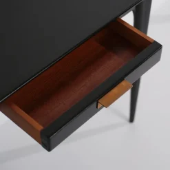 Sale Pamono Italian Nightstands in Black Shellac Lacquer with Brass Pulls, 1950s, Set of 2