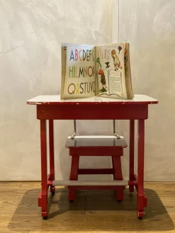 Pamono Italian Nursery School Desk with Chair, 1950s, Set of 2