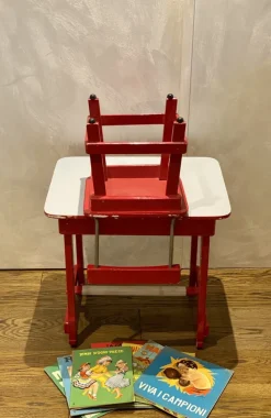 Pamono Italian Nursery School Desk with Chair, 1950s, Set of 2