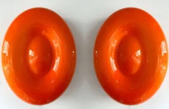 Clearance Pamono Italian Orange Murano Glass Candy Sconces by Vistosi, 2000s, Set of 2