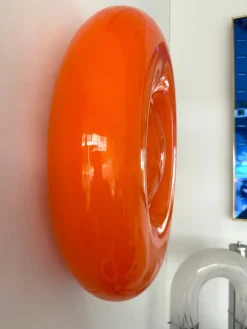 Clearance Pamono Italian Orange Murano Glass Candy Sconces by Vistosi, 2000s, Set of 2