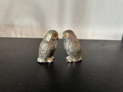 Pamono Italian Owl Shaped Salt and Pepper Shakers with Glass Eyes, 1970s, Set of 2><noscript><img width=