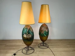 Pamono Italian Painted Terracotta Lamps, 1980s, Set of 2> Floor Lamps