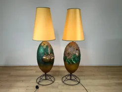 Pamono Italian Painted Terracotta Lamps, 1980s, Set of 2> Floor Lamps