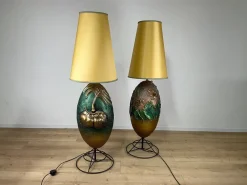Pamono Italian Painted Terracotta Lamps, 1980s, Set of 2><noscript><img width=