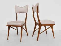 Online Pamono Italian Papillon Back Chairs in Light Pink Satin by Ariberto Colombo, 1950s, Set of 2
