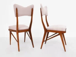 Online Pamono Italian Papillon Back Chairs in Light Pink Satin by Ariberto Colombo, 1950s, Set of 2