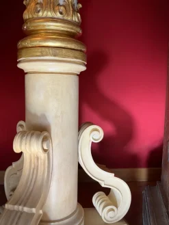 Pamono Italian Pedestal Column in White Lacquer and Gold Leaf><noscript><img width=