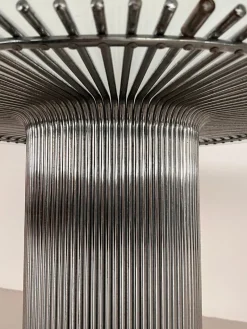 Discount Pamono Italian Pedestal Dining Table in Chrome and Glass, 1970s