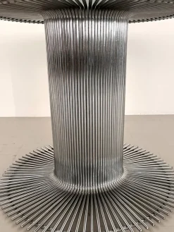 Discount Pamono Italian Pedestal Dining Table in Chrome and Glass, 1970s