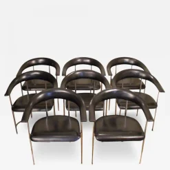 Pamono Italian Phase P40 Armchairs by Giancarlo Vegni & Gianfranco Gualtierotti for Fasem, Set of 8> Side Chairs & Dining Chairs