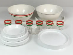 Pamono Italian Picnic Set by Carlo Viglino for Guzzini, 1960s, Set of 28> Dinner Plates & Bowls
