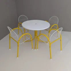 Pamono Italian Postmodern Metal Wire Mesh Garden Set from EMU, 1980s, Set of 5> Garden Seating