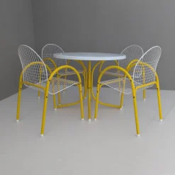 Pamono Italian Postmodern Metal Wire Mesh Garden Set from EMU, 1980s, Set of 5><noscript><img width=