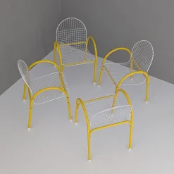 Pamono Italian Postmodern Metal Wire Mesh Garden Set from EMU, 1980s, Set of 5><noscript><img width=