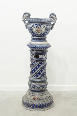 Pamono Italian Pot and Column Stand, 1890s> Pedestals And Columns