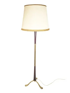 Pamono Italian Purple Wood and Brass Floor Lamp from Arredoluce, 1940s> Floor Lamps